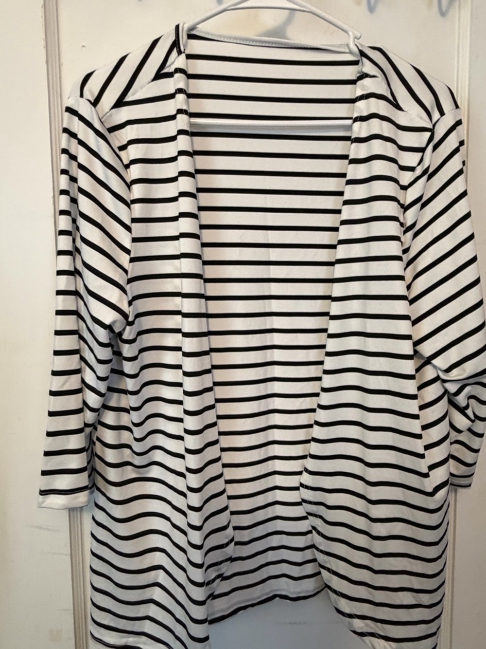 Striped Open-Front Women’s Blouse - Black & White